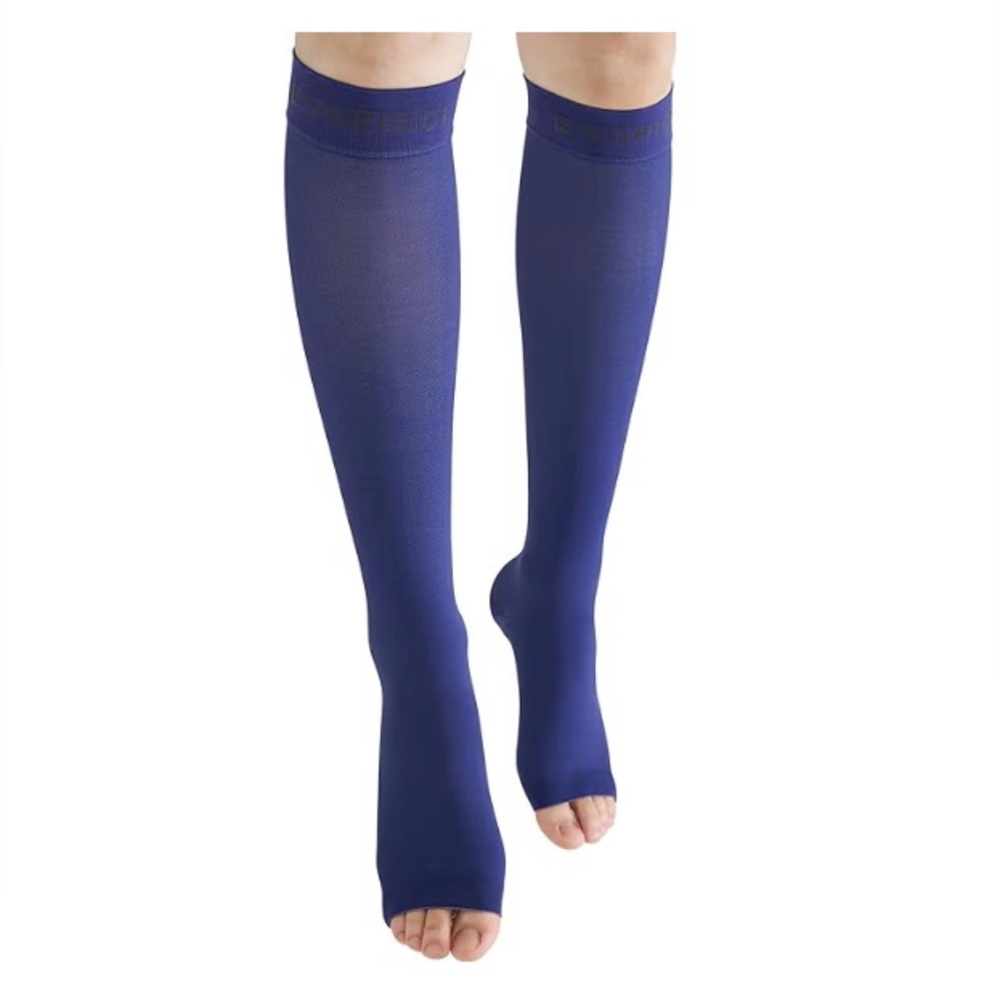 15-20mmHg Open Toe Compression Socks Blue Toeless